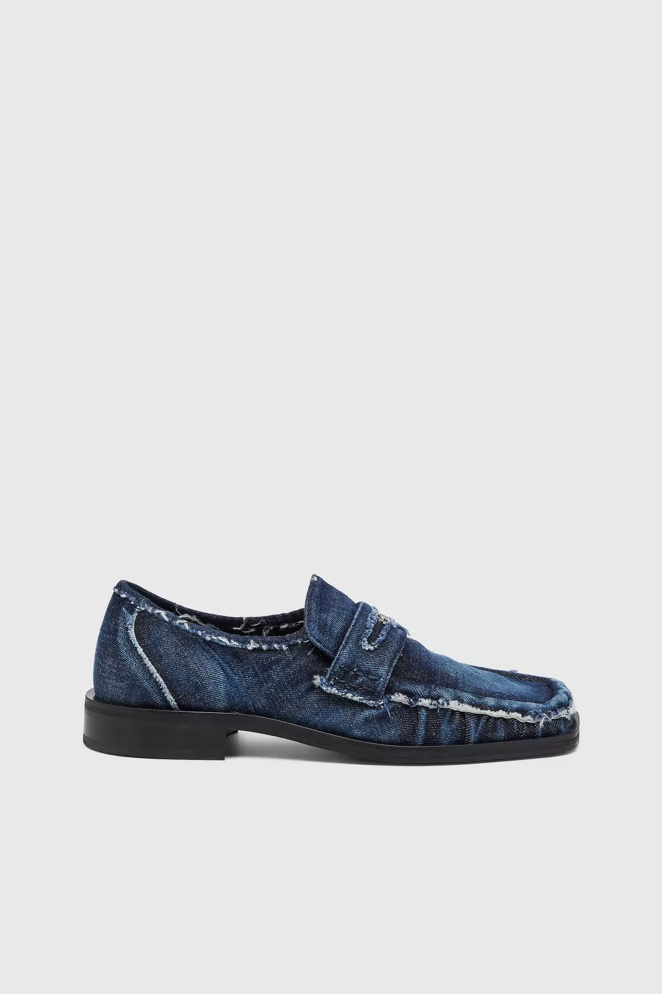 D-Amber - Penny loafers in frayed denim