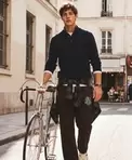 Puuvillaneule Henley kapea istuvuus
