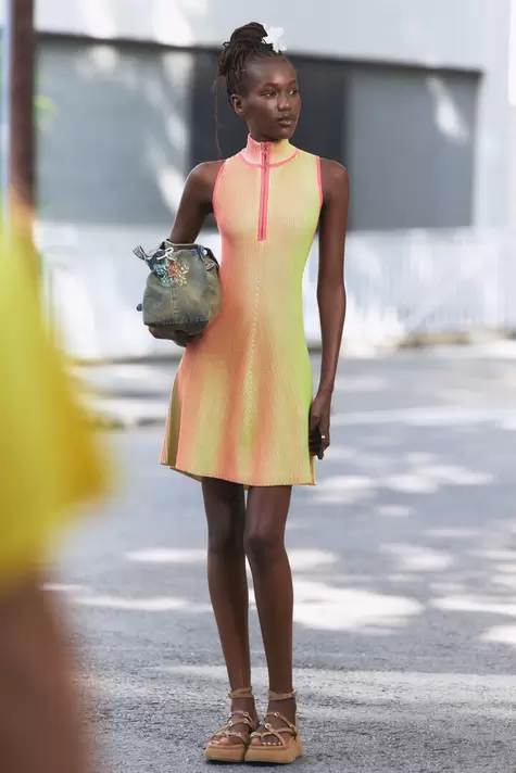 Iridescent knit zip dress