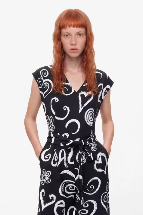 Printed Letter Jumpsuit