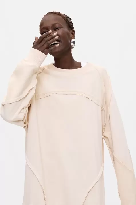 Combined sweatshirt midi dress