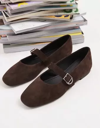 Vagabond Shoemakers Shoemakers Jolin suede Mary Jane ballet flats in coffee