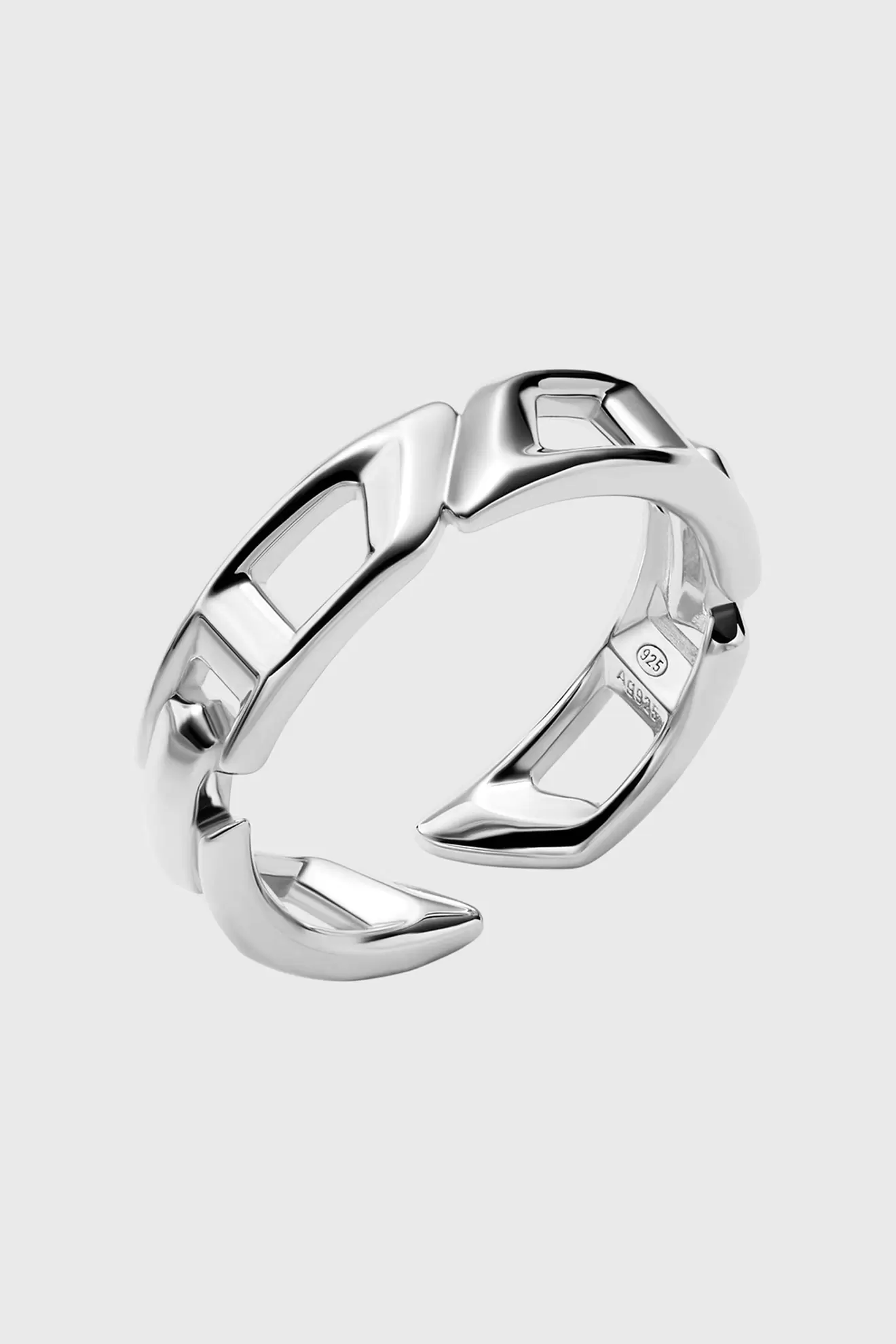 D Logo Sterling Silver Band Ring