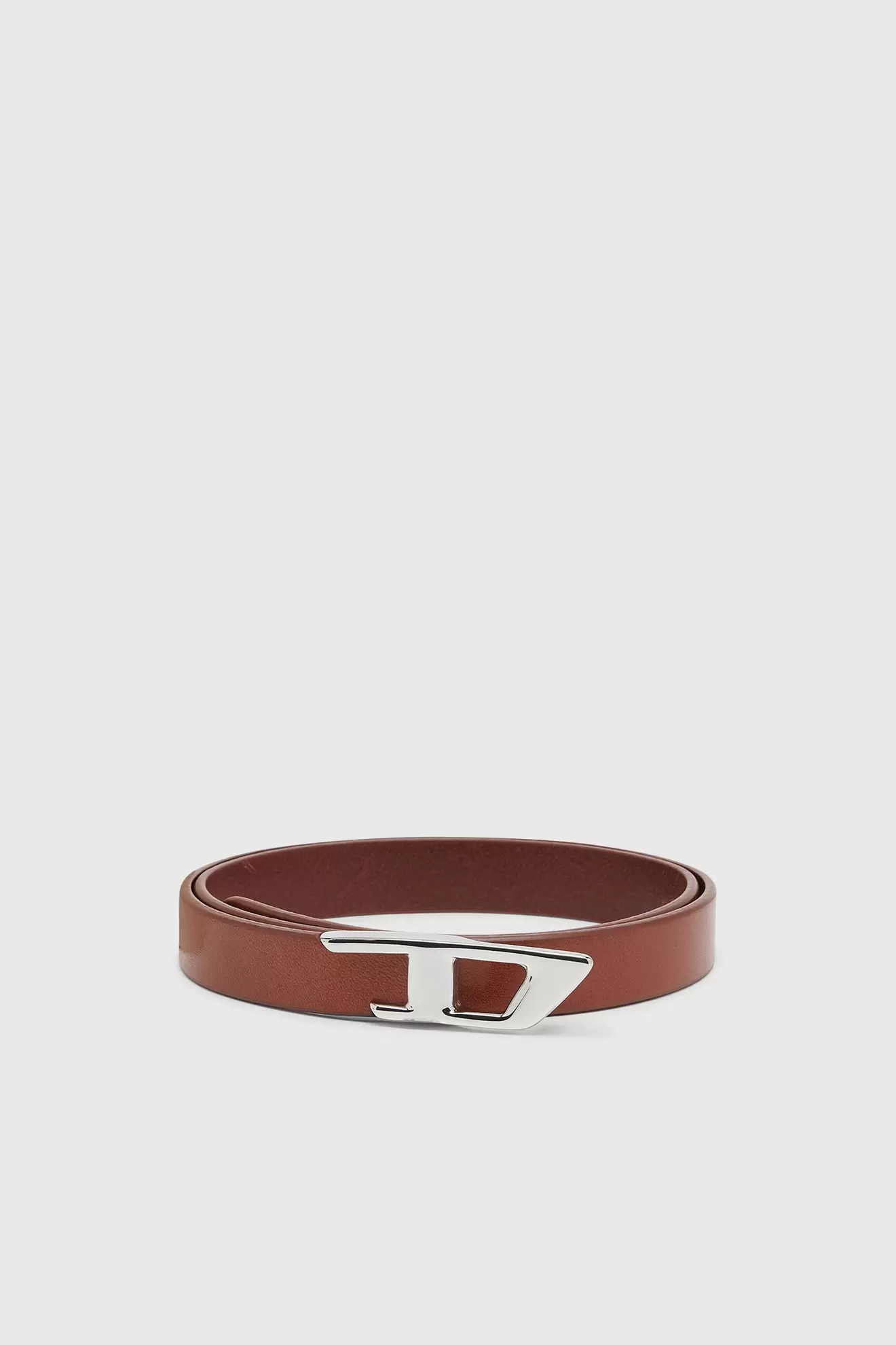 2 cm leather belt with metal D buckle