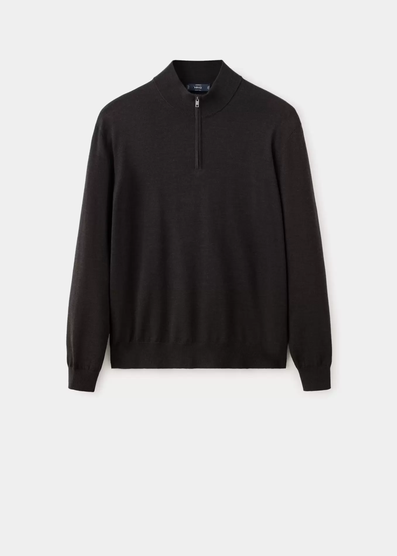 100% merino wool sweater with zip-neck