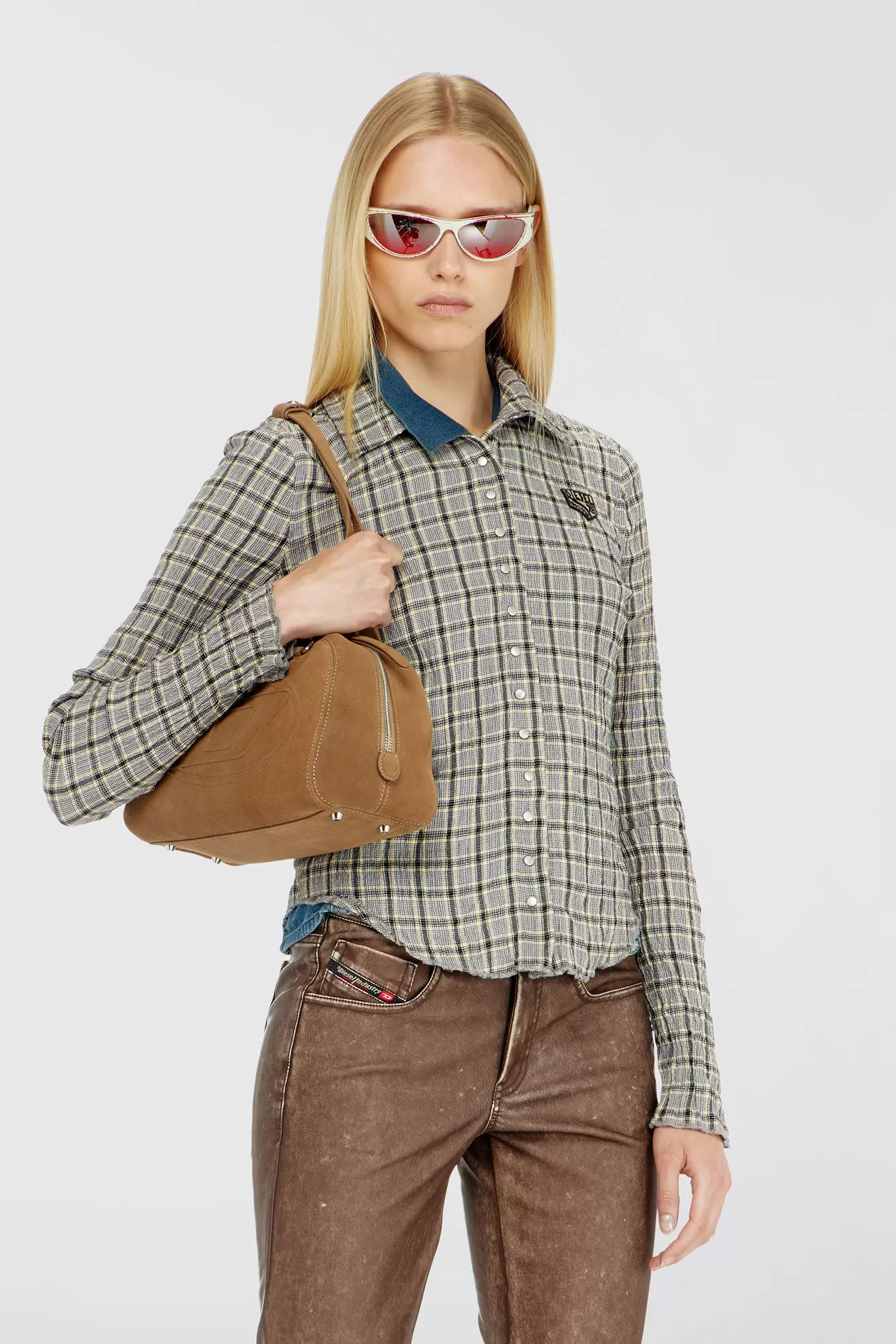 Check shirt with seersucker effect