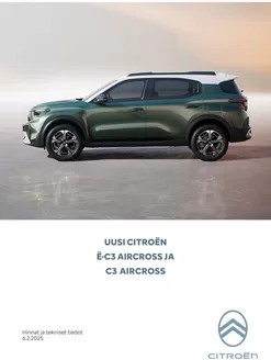 Citroën -luettelo, Imatra | Citroën UUSI C3 & ë-C3 Aircross. | 2025-07-21T00:00:00.000Z - 2026-07-21T00:00:00.000Z