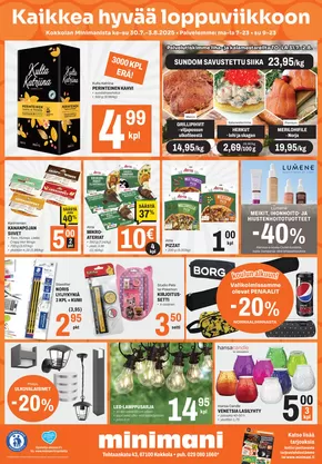 Minimani -luettelo, Pori | Parhaat tarjouksemme sinulle | 2025-07-30T00:00:00.000Z - 2025-08-03T00:00:00.000Z