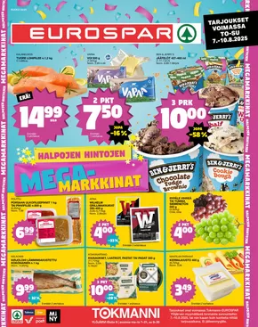Tokmanni -luettelo, Pihtipudas | EUROSPAR Ylöjärvi Ruokasanomat | 2025-08-07T00:00:00.000Z - 2025-08-10T00:00:00.000Z