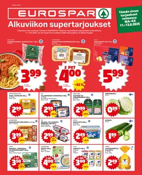 Tokmanni -luettelo, Oulainen | EUROSPAR Ylöjärvi Ruokasanomat | 2025-08-11T00:00:00.000Z - 2025-08-13T00:00:00.000Z