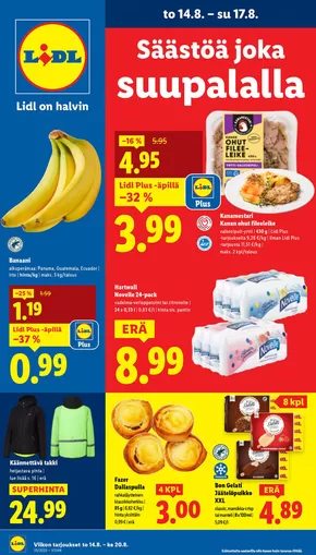 Lidl -luettelo, Espoo | Ajankohtaiset diilit ja tarjoukset | 2025-08-11T00:00:00.000Z - 2025-08-20T00:00:00.000Z