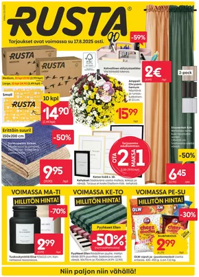 Rusta -luettelo | Rusta tarjoukset | 2025-08-11T00:00:00.000Z - 2025-08-17T00:00:00.000Z