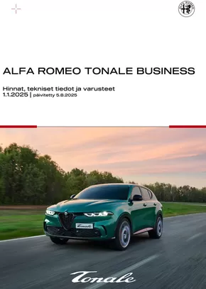 Alfa Romeo -luettelo | Säästä nyt tarjouksillamme | 2025-08-12T00:00:00.000Z - 2025-10-12T00:00:00.000Z