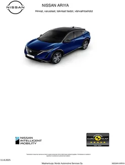 Nissan -luettelo | ARIYA Asiakashinnasto 11 08 2025 | 2025-08-13T00:00:00.000Z - 2025-12-31T00:00:00.000Z
