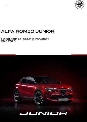 Alfa Romeo -luettelo, Vaasa | Alfa Romeo Junior | 2025-09-02T00:00:00.000Z - 2025-11-02T00:00:00.000Z