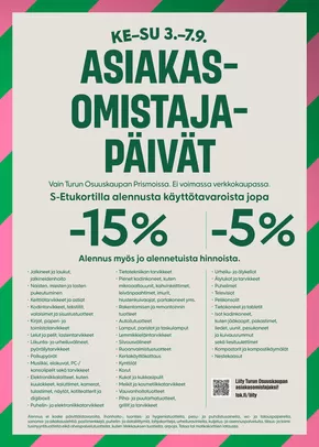 Prisma -luettelo, Ylivieska | TOK Prisma AO-päivät vko 36 | 2025-09-03T00:00:00.000Z - 2025-09-17T00:00:00.000Z