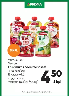 Prisma -luettelo, Lempäälä | Prisma Semper Fruktmums 3.–16.9. | 2025-09-03T00:00:00.000Z - 2025-09-17T00:00:00.000Z