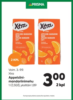 Prisma -luettelo, Lempäälä | Prisma Xtra Appelsiini-mandariinimehu 3.–9.9. | 2025-09-03T00:00:00.000Z - 2025-09-17T00:00:00.000Z