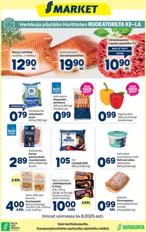 S-Market -luettelo, Vantaa | S-market Huittinen 10.9.2025 | 2025-09-14T00:00:00.000Z - 2025-09-28T00:00:00.000Z