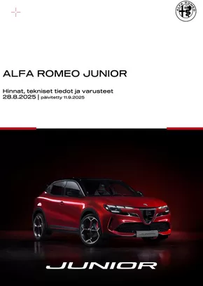 Alfa Romeo -luettelo, Raahe | Alfa Romeo Junior | 2025-09-16T00:00:00.000Z - 2025-11-16T00:00:00.000Z