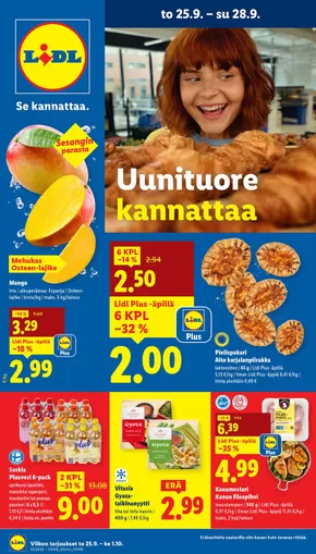 Lidl -luettelo, Uusikaupunki | Eksklusiivisia diilejä asiakkaillemme | 2025-09-22T00:00:00.000Z - 2025-10-01T00:00:00.000Z