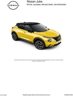 Nissan -luettelo | JUKE Asiakashinnasto 01 10 2025 | 2025-10-03T00:00:00.000Z - 2025-12-31T00:00:00.000Z