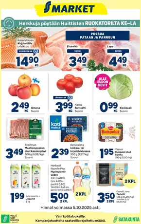 S-Market -luettelo, Turku | S-market Huittinen 1.10.2025 | 2025-10-03T00:00:00.000Z - 2025-10-17T00:00:00.000Z