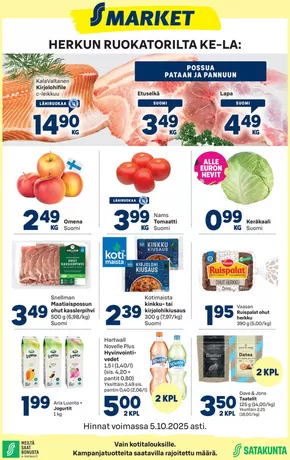 S-Market -luettelo, Turku | S-market Herkku 1.10.2025 | 2025-10-05T00:00:00.000Z - 2025-10-19T00:00:00.000Z