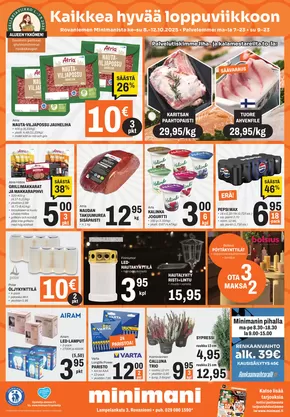 Minimani -luettelo, Kuopio | Mahtavia alennuksia valituista tuotteista | 2025-10-09T00:00:00.000Z - 2025-10-23T00:00:00.000Z