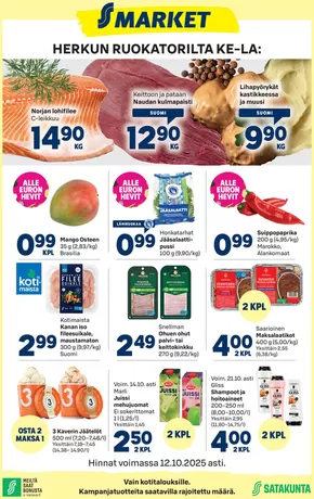 S-Market -luettelo, Pietarsaari | S-market Herkku 8.10.2025 | 2025-10-12T00:00:00.000Z - 2025-10-26T00:00:00.000Z