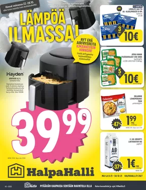 HalpaHalli -luettelo | Eksklusiivisia diilejä ja löytöjä | 2025-10-22T00:00:00.000Z - 2025-10-28T00:00:00.000Z