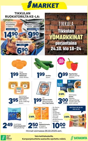 S-Market -luettelo, Savonlinna | S-market Tikkula 22.10.2025 | 2025-10-23T00:00:00.000Z - 2025-11-06T00:00:00.000Z