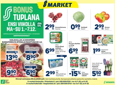S-Market -luettelo | S-Market tarjoukset | 2025-12-01T00:00:00.000Z - 2025-12-07T00:00:00.000Z