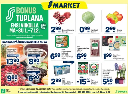 S-Market -luettelo | S-market Kankaanpää 27.11.2025 | 2025-12-01T00:00:00.000Z - 2025-12-07T00:00:00.000Z