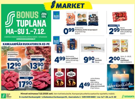 S-Market -luettelo, Hamina | S-market Kankaanpää -n Seutu 4.12.2025 | 2025-12-01T00:00:00.000Z - 2025-12-07T00:00:00.000Z