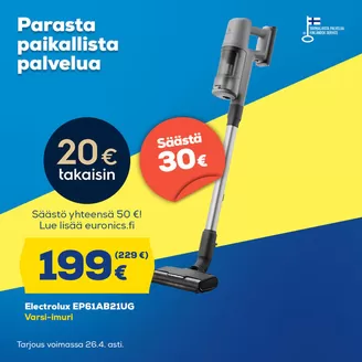 Euronics -luettelo | Tarjouksia tarjoushaukoille | 2026-05-01T00:00:00.000Z - 2026-05-15T00:00:00.000Z