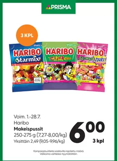 Prisma -luettelo, Kerava | TOK Prisma Haribo 1.-28.7. | 2026-07-01T00:00:00.000Z - 2026-07-28T00:00:00.000Z