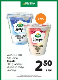 Prisma -luettelo, Imatra | TOK Prisma Arla Lempi 15.7.11.8. | 2026-07-15T00:00:00.000Z - 2026-08-11T00:00:00.000Z
