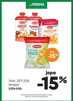 Prisma -luettelo, Forssa | TOK Prisma Semper Little kids 29.7.25.8. | 2026-07-29T00:00:00.000Z - 2026-08-25T00:00:00.000Z