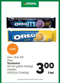 Prisma -luettelo, Kuopio | TOK Prisma Oreo 26.8.8.9. | 2026-08-26T00:00:00.000Z - 2026-09-08T00:00:00.000Z