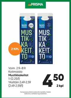 Prisma -luettelo, Kuopio | TOK Prisma Mustikkakeitot 2.-8.9. | 2026-09-02T00:00:00.000Z - 2026-09-08T00:00:00.000Z