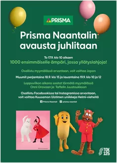 Prisma -luettelo, Kankaanpää | Prisma Naantalin avajaiset 17.9. | 2026-09-17T00:00:00.000Z - 2026-09-19T00:00:00.000Z