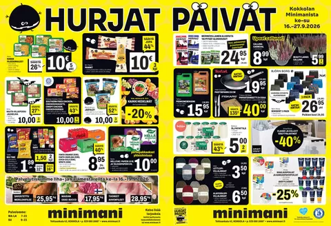 Minimani -luettelo | Alennukset ja kampanjat | 2026-09-16T00:00:00.000Z - 2026-09-27T00:00:00.000Z