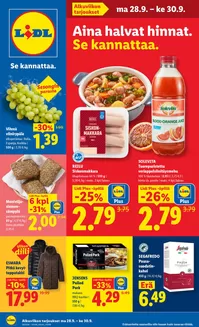 Lidl -luettelo | ma 28.9. ke 30.9. | 2026-09-28T00:00:00.000Z - 2026-09-30T00:00:00.000Z