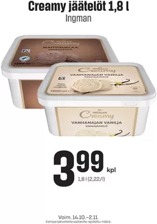 Prisma -luettelo | TOK Prisma Creamy jäätelöt 14.10.-2.11. | 2026-10-14T00:00:00.000Z - 2026-11-02T00:00:00.000Z