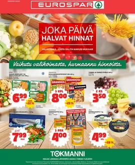 Tokmanni -luettelo | Eurospar ruokasanomat | 2026-10-15T00:00:00.000Z - 2026-10-18T00:00:00.000Z
