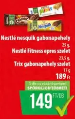 nesquik gabonapehely, Fitness epres szelet, Trix gabonapehely szelet