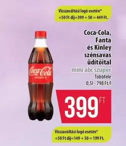 Coca Cola - Fanta és Kinley szénsavas üdítőital