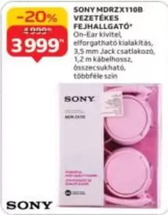 Sony - MDRZX110B VEZETÉKES FEJHALLGATÓ