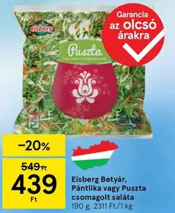 Betyár, Pántlika vagy Puszta csomagolt saláta